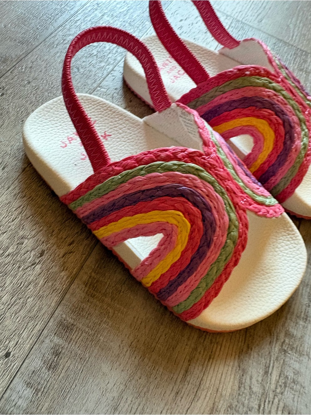 NWOT Janie & Jack Pink Rainbow Slide Sandals with Back Strap - Picture 2 of 6
